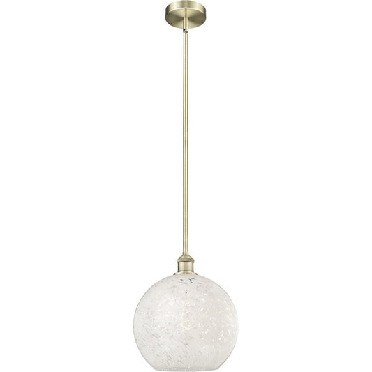 Innovations Lighting  616-1S-AB-G1216-12WM Edison White Mouchette Pendant Antique Brass