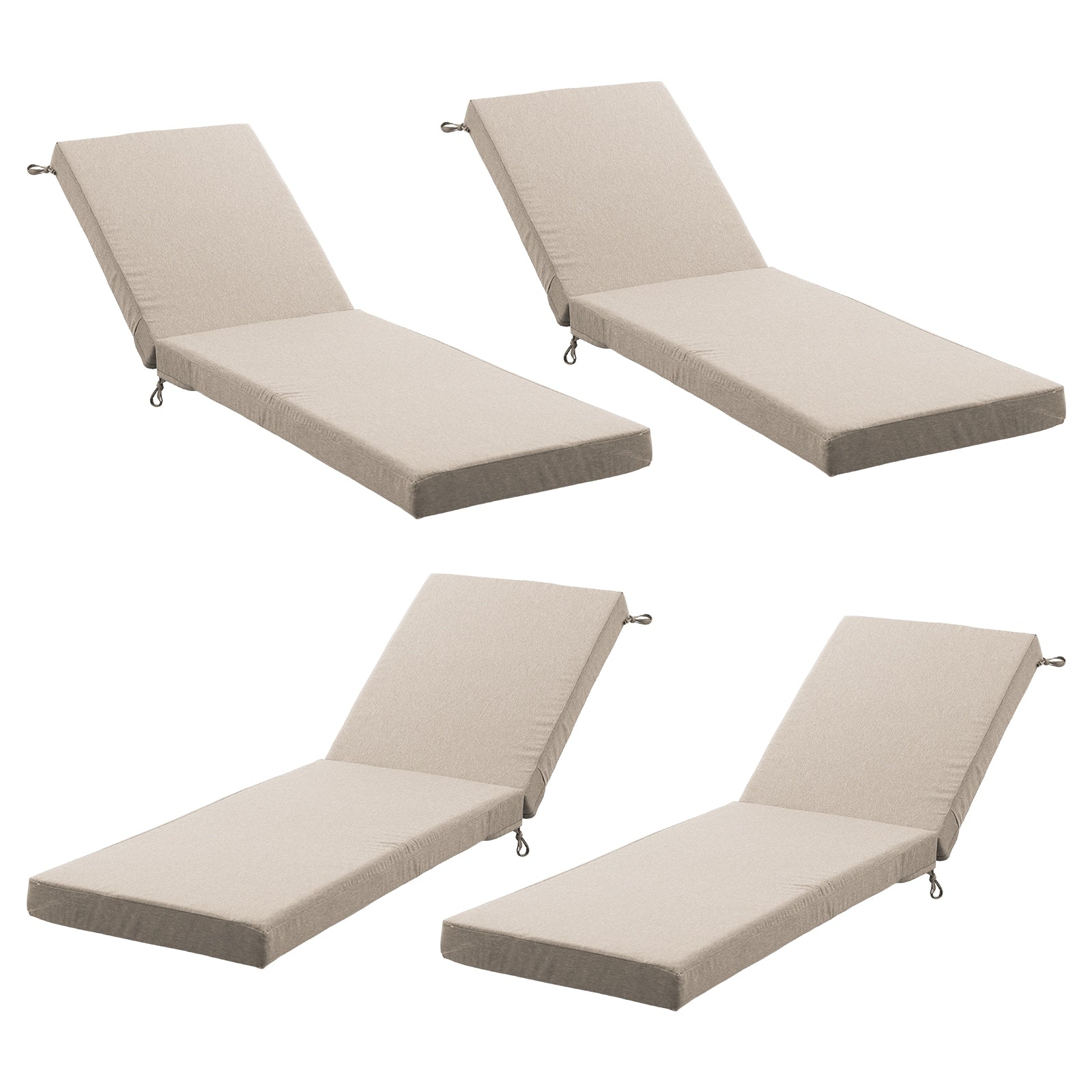 Rilyson 44-in x 22.4-in 4 -Piece Beige Patio chaise lounge chair cushion