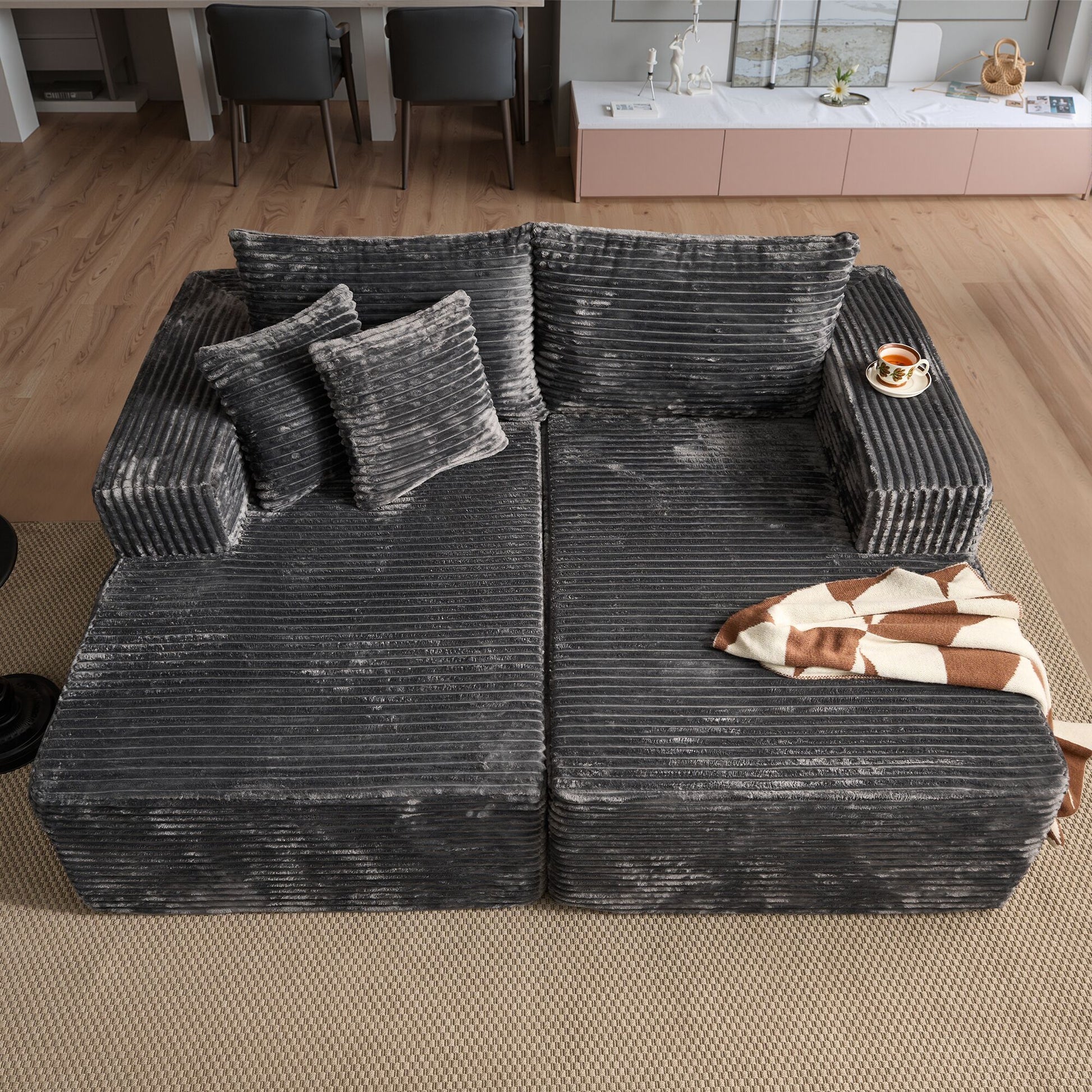 Ovios 74.8-in W Modern Gray 2-seater Sofa