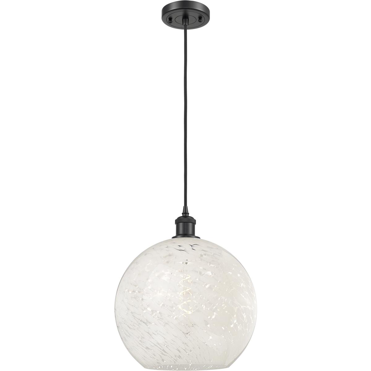 Innovations Lighting  516-1P-BK-G1216-12WM Ballston White Mouchette Pendant Matte Black
