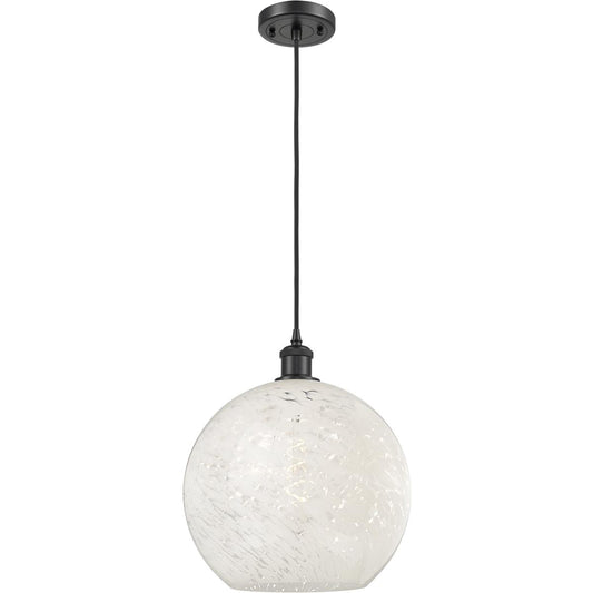 Innovations Lighting  516-1P-BK-G1216-12WM Ballston White Mouchette Pendant Matte Black
