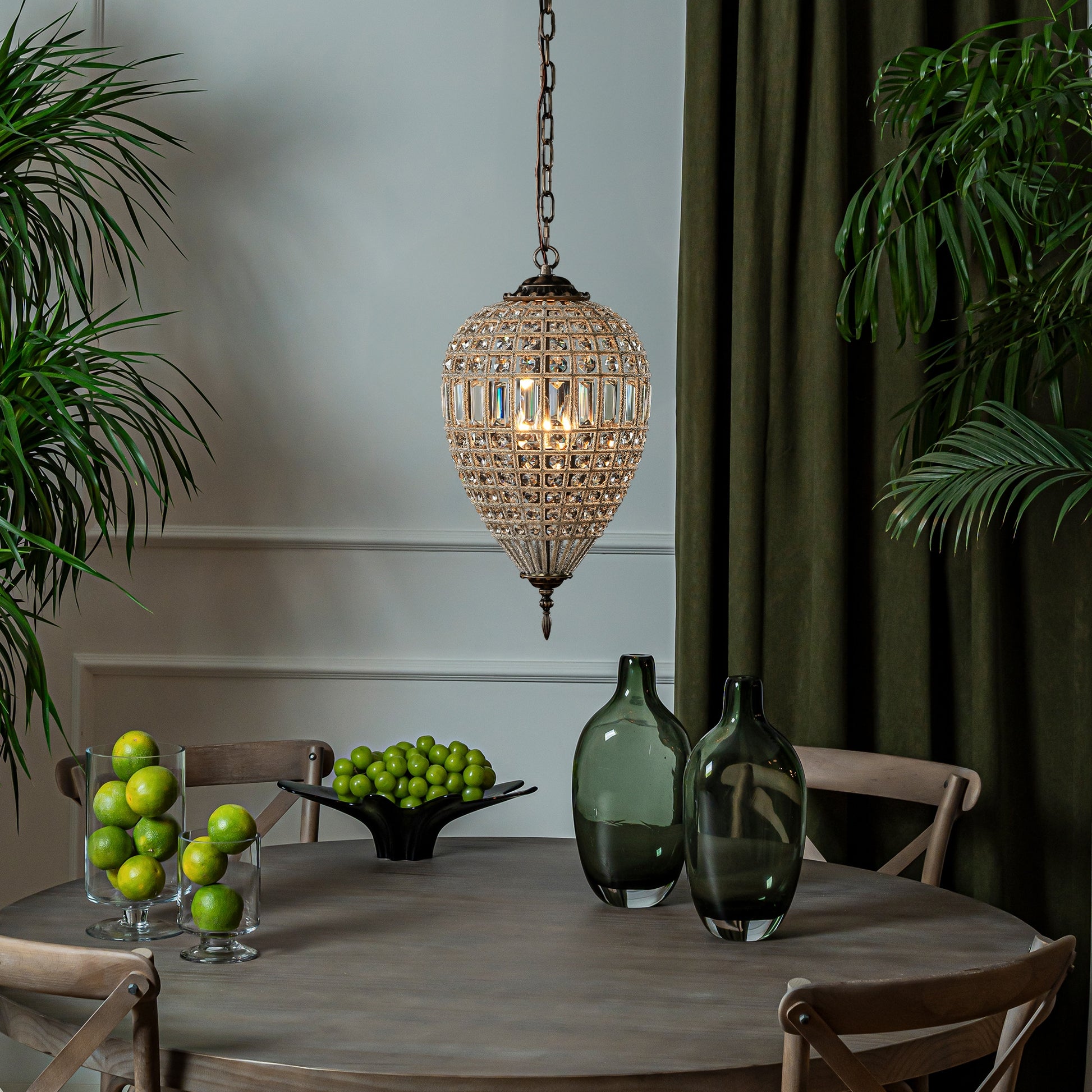 AloaDecor Lighting 3 -Light Bronze Indoor Crystal Clear glass Glass Metal Chandelier