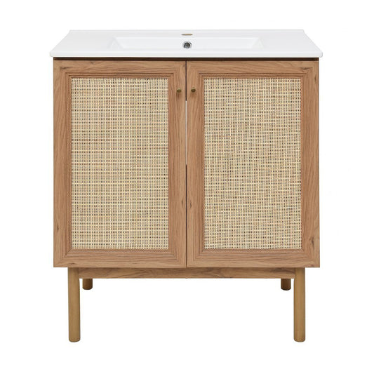 Swiss Madison Classe 30 Freestanding Bathroom Vanity in Golden Oak with Sink Top