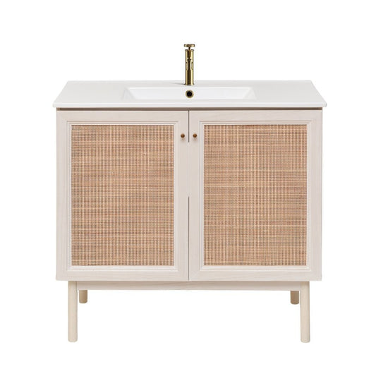 Swiss Madison Classe 36 Freestanding Bathroom Vanity in White Oak with Sink Top