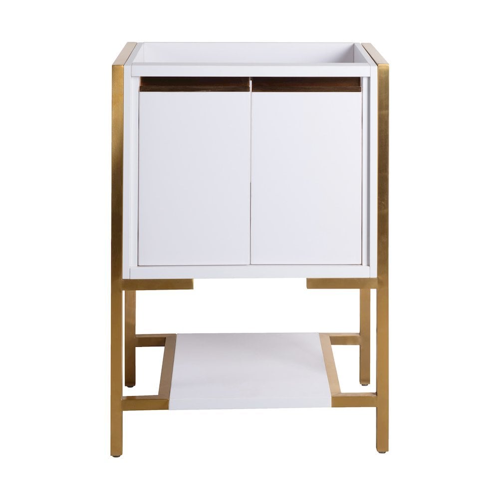 Swiss Madison 24 Bathroom Vanity in White and Brushed Gold Cabinet Only