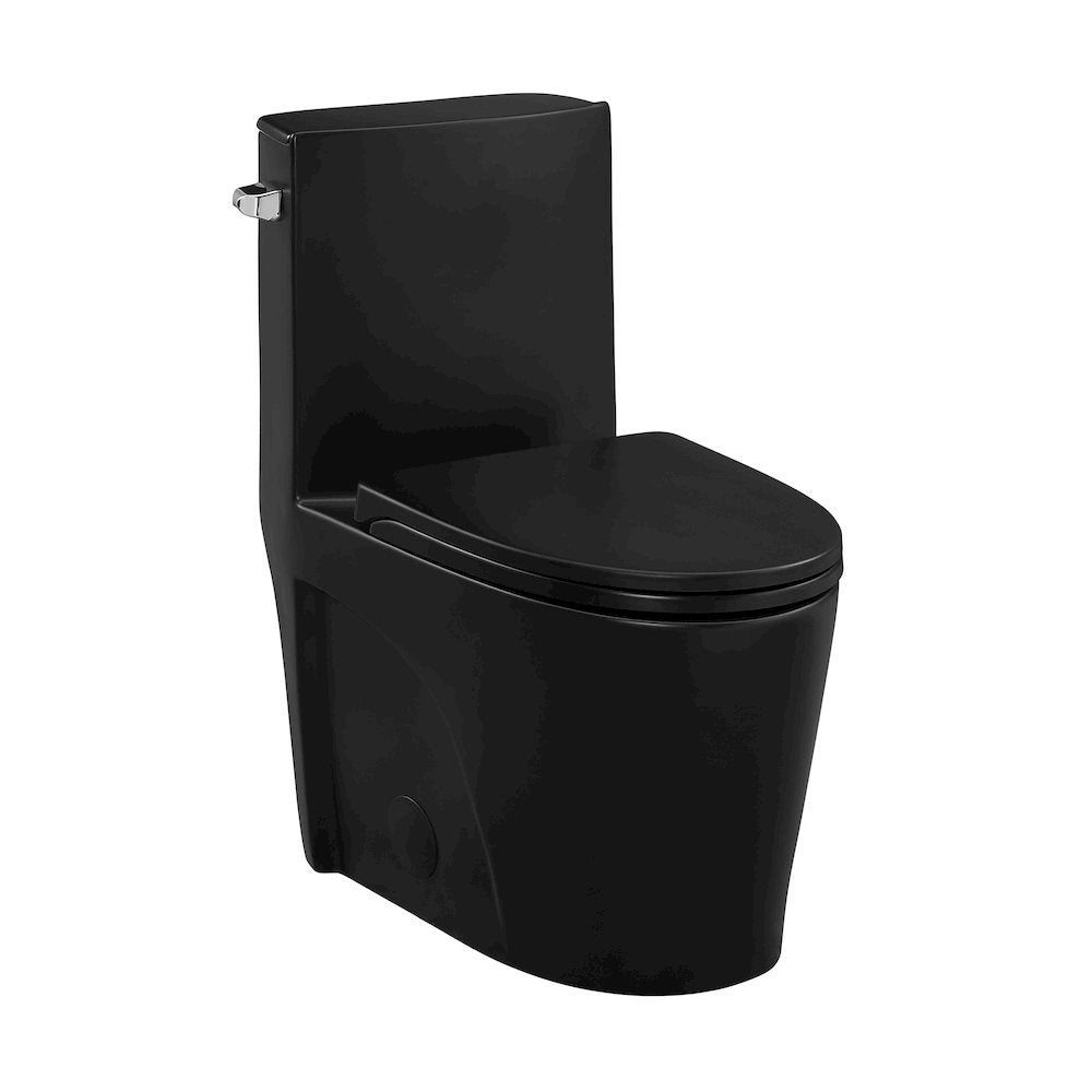 Swiss Madison One Piece 10 Rough in 128 GPF Left Flush Elongated Toilet in Matte Black