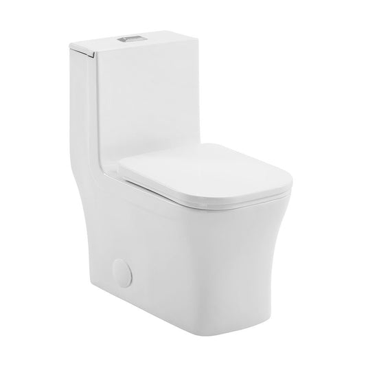 Swiss Madison One Piece 14 Rough in 11 16 GPF Dual Top Flush Square Toilet in Glossy White