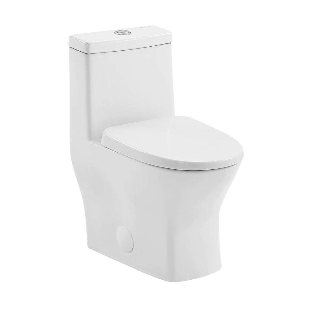 Swiss Madison 10 Rough in 11 16 GPF Dual Top Flush Round Compact Toilet in Glossy White