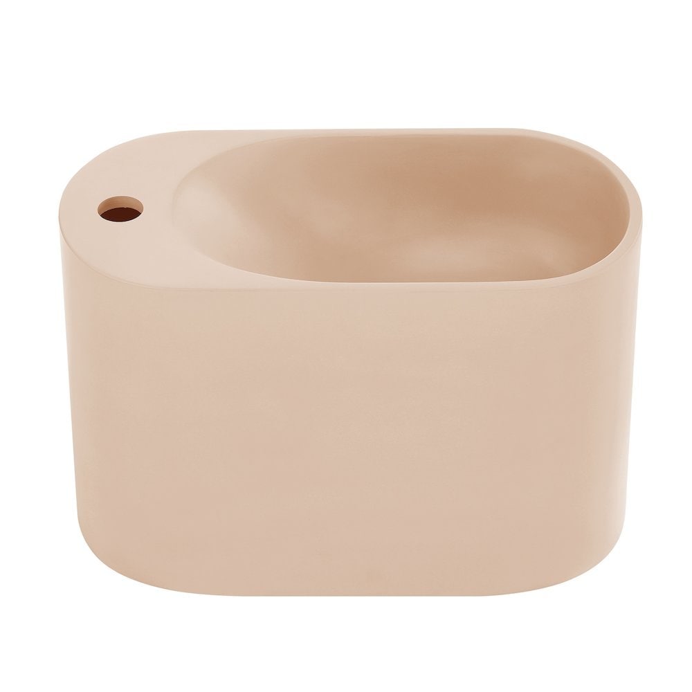 Swiss Madison 18 Solid Surface Oval Wall Mounted Sink  Left Side Faucet Mount