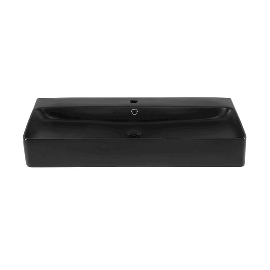 Swiss Madison Carre 36  Rectangle Wall Mount Bathroom Sink in Matte Black