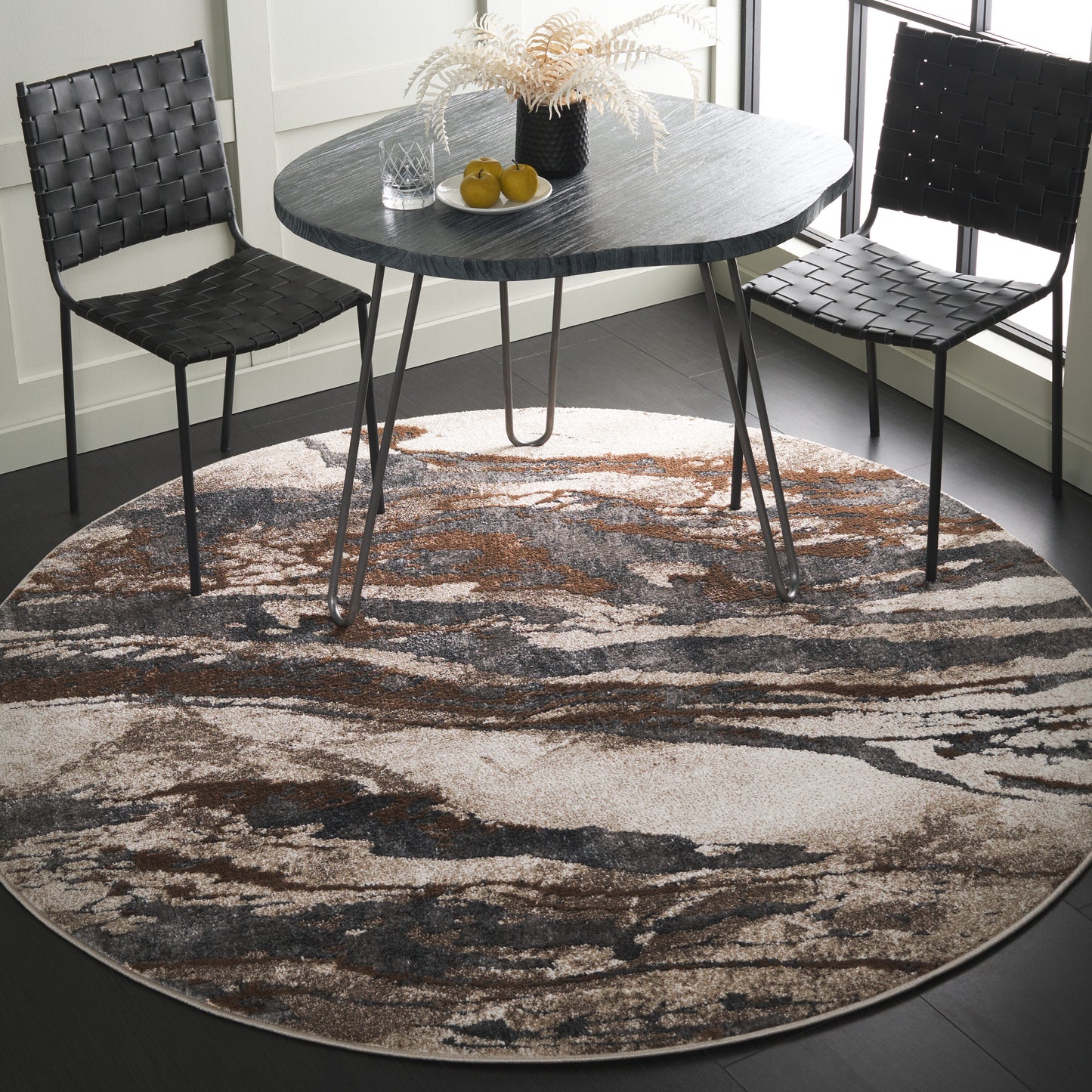 Safavieh Pacific 865F Dark Grey/Beige 10 x 10 Round Area rug