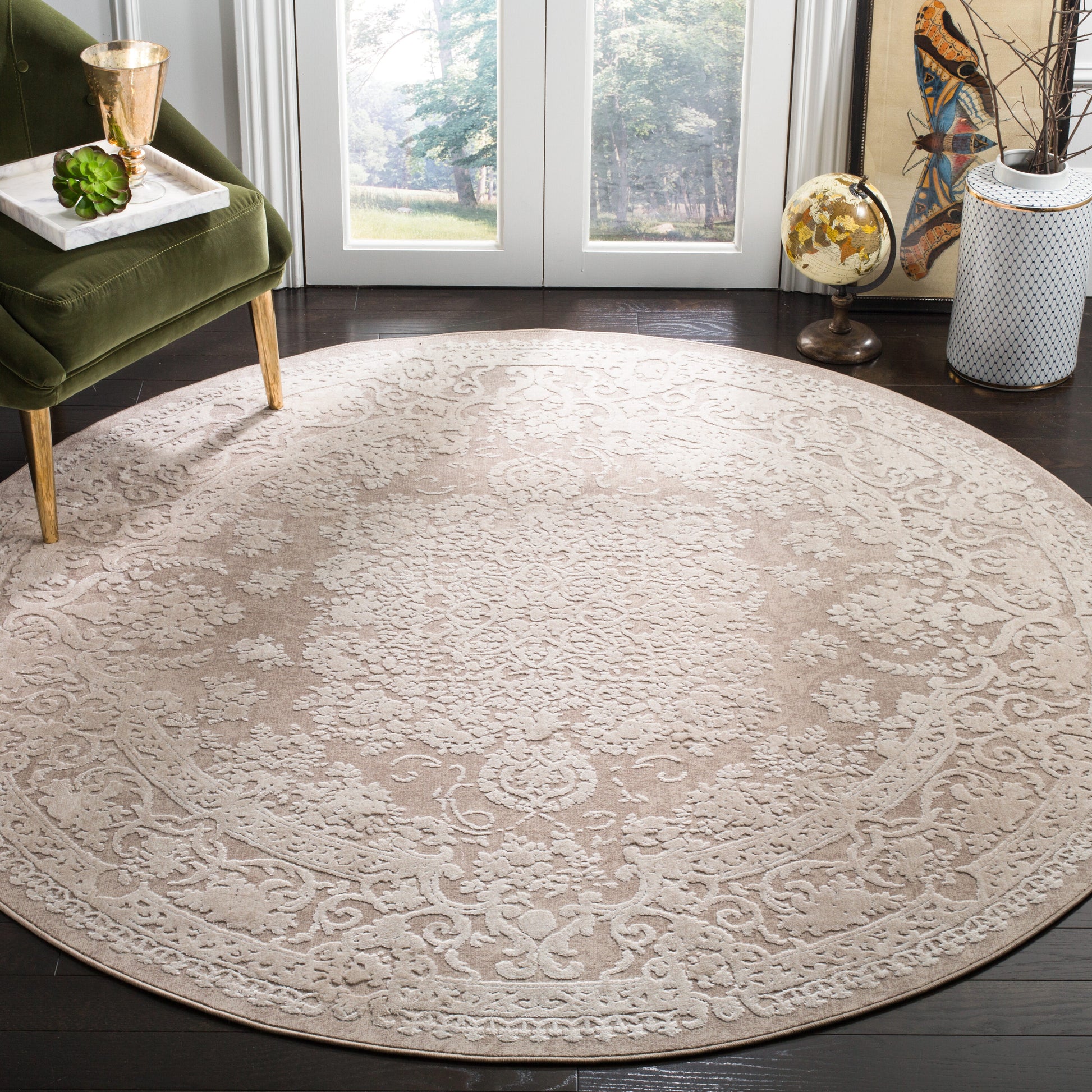 Safavieh Reflection 664A Beige Cream 8 x 8 Round Area rug