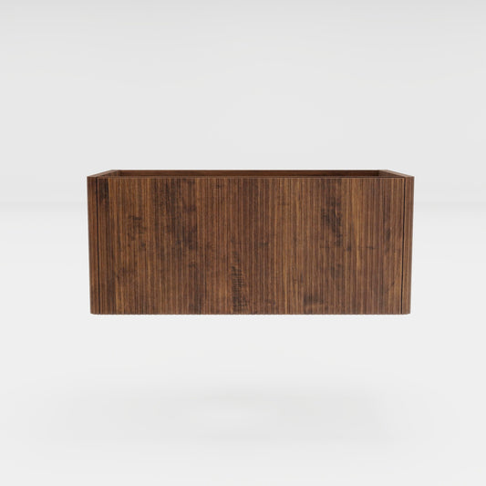 GDFStudio Etna 36-inch Modern Wall-Mounted Floating Bathroom Vanity Cabinet with Fluted Front Design (WITHOUT Sink) - Striped Walnut Finish