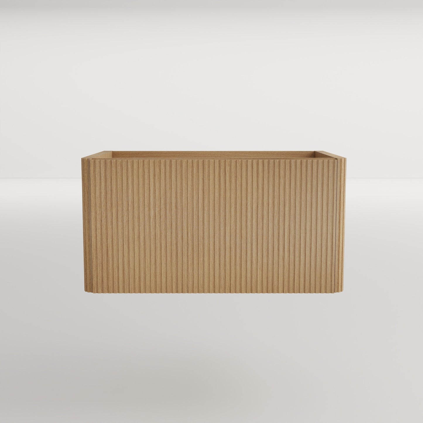 GDFStudio Etna 30-inch Modern Wall-Mounted Floating Bathroom Vanity Cabinet with Fluted Front Design (WITHOUT Sink) - Striped Natural Oak Finish