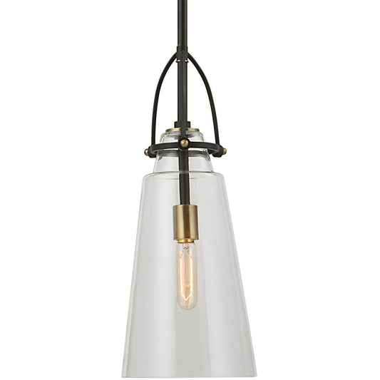 Uttermost  21562 Saugus 1 Light 8 inch Black with Antique Brass Accents Pendant Ceiling Light