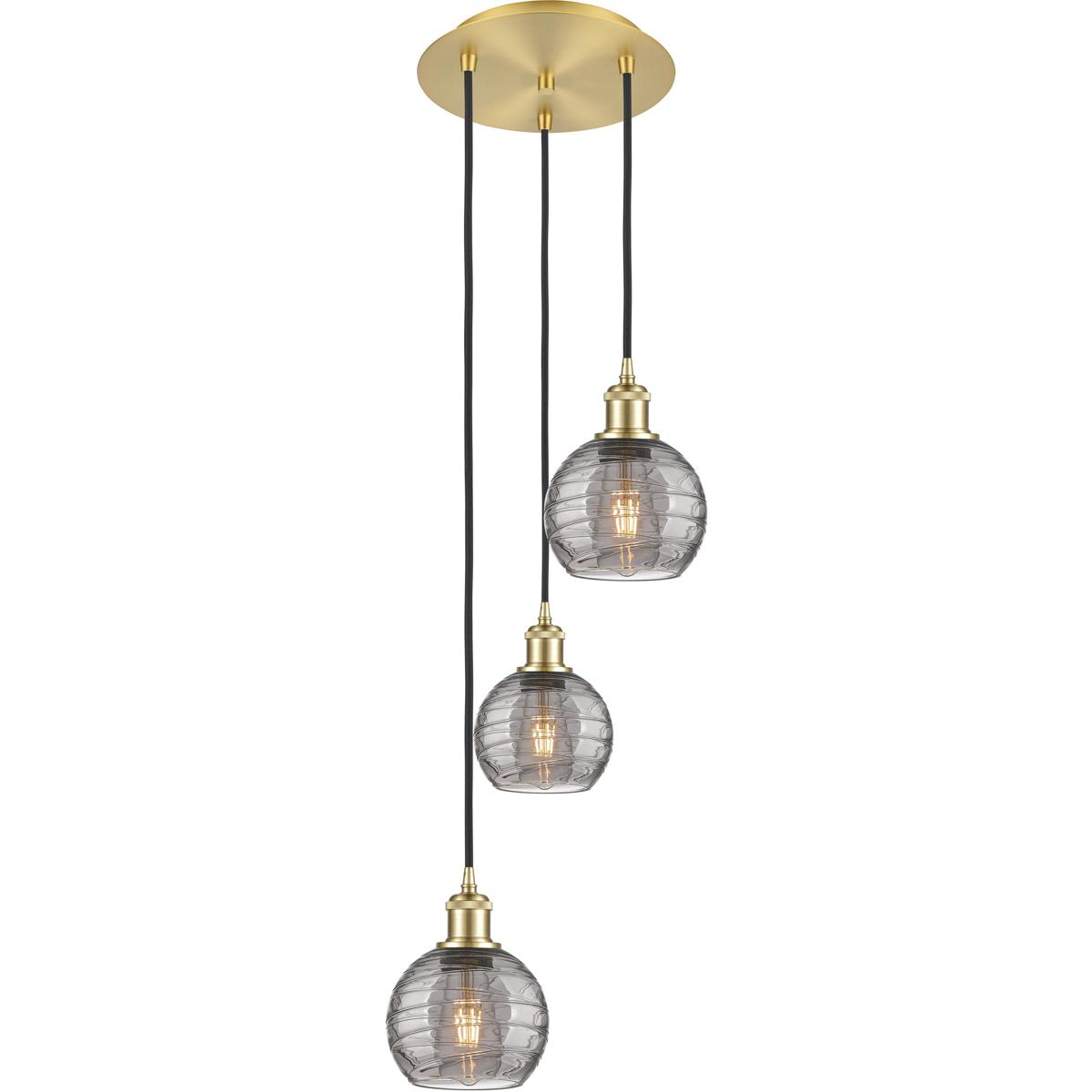 Innovations Lighting  113B-3P-SG-G1213-6SM Ballston Athens Deco Swirl Pendant Satin Gold