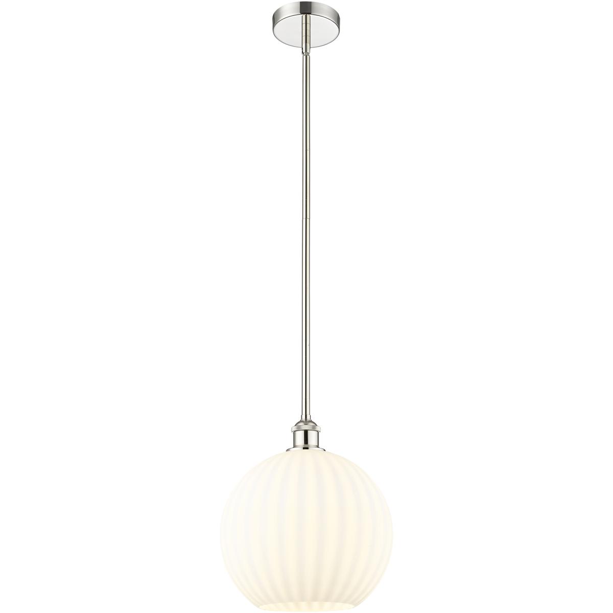 Innovations Lighting  616-1S-PN-G1217-12WV Edison White Venetian Pendant Polished Nickel