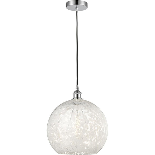 Innovations Lighting  616-1P-PC-G1216-14WM Edison White Mouchette Pendant Polished Chrome