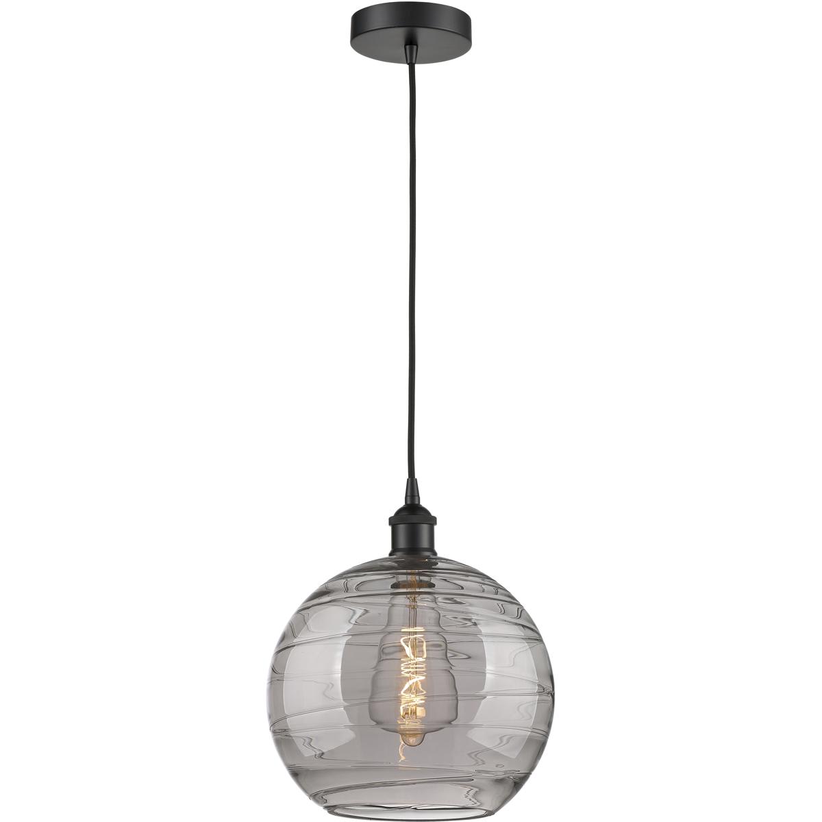 Innovations Lighting  616-1P-BK-G1213-12SM Edison Athens Deco Swirl Mini Pendant Matte Black
