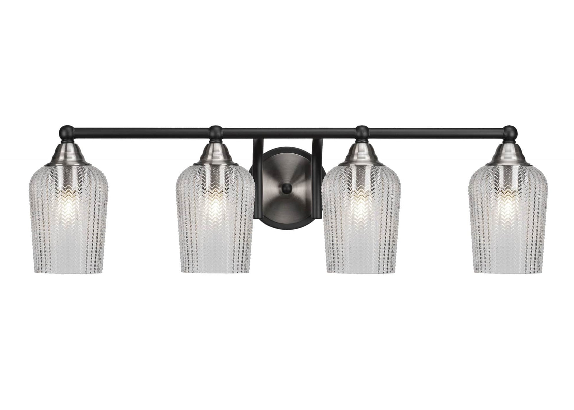 Toltec Paramount Matte Black/Brushed Nickel  -  Glass/Steel Vanity Light