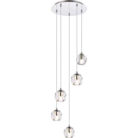 Elegant Lighting  3505G12C Eren 5 Light 12 inch Chrome Pendant Ceiling Light