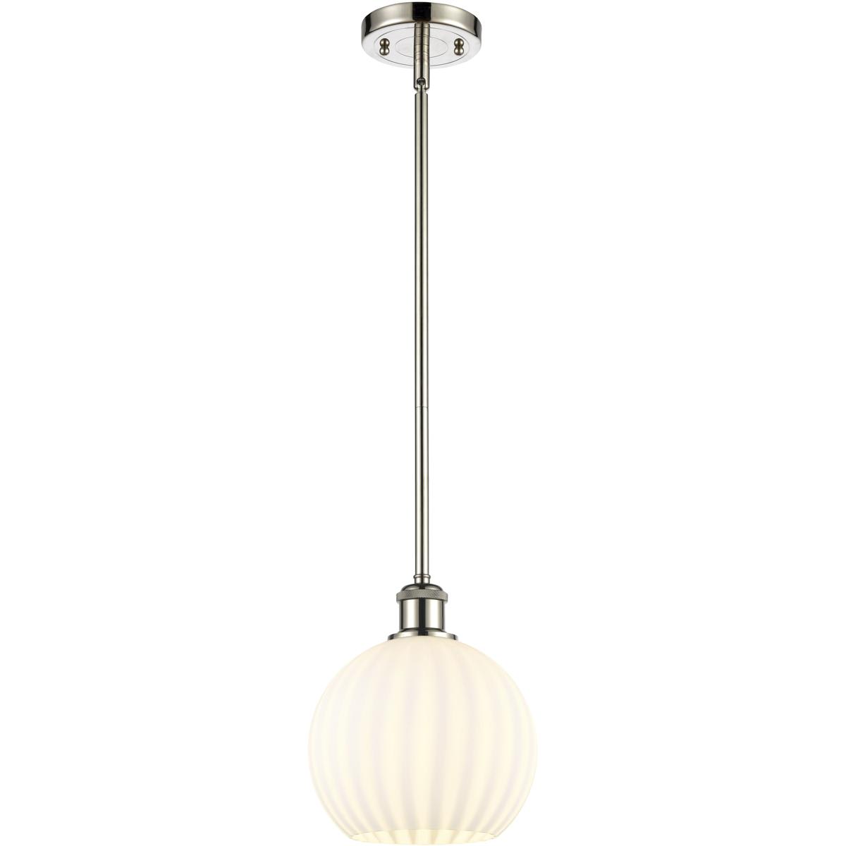 Innovations Lighting  516-1S-PN-G1217-8WV Ballston White Venetian Mini Pendant Polished Nickel