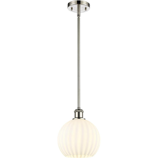 Innovations Lighting  516-1S-PN-G1217-8WV Ballston White Venetian Mini Pendant Polished Nickel