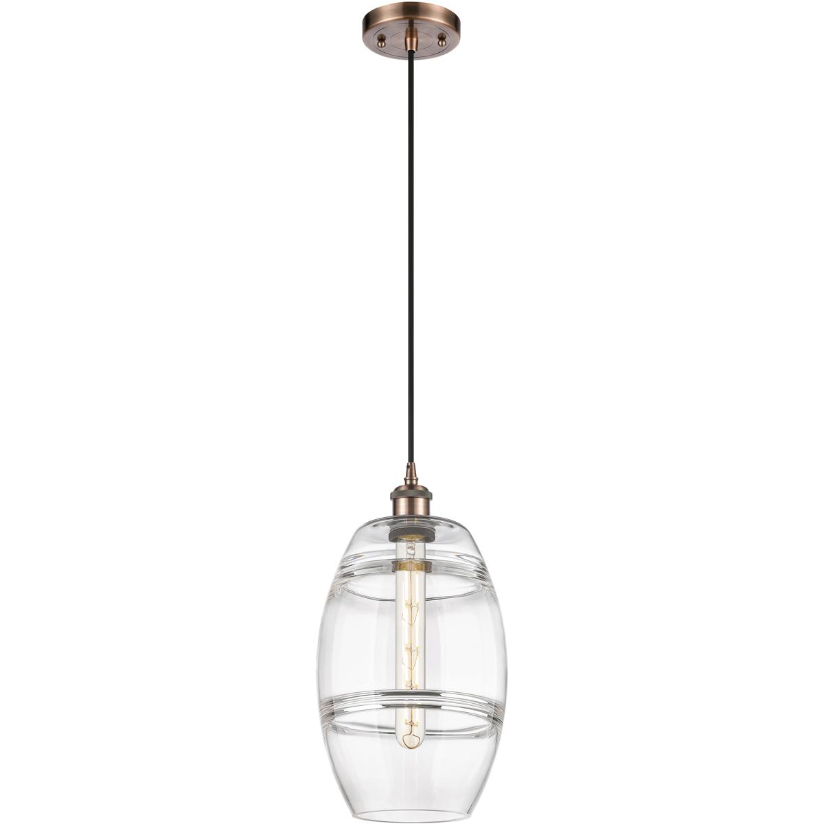 Innovations Lighting  516-1P-AC-G557-8CL Ballston Vaz Mini Pendant Antique Copper