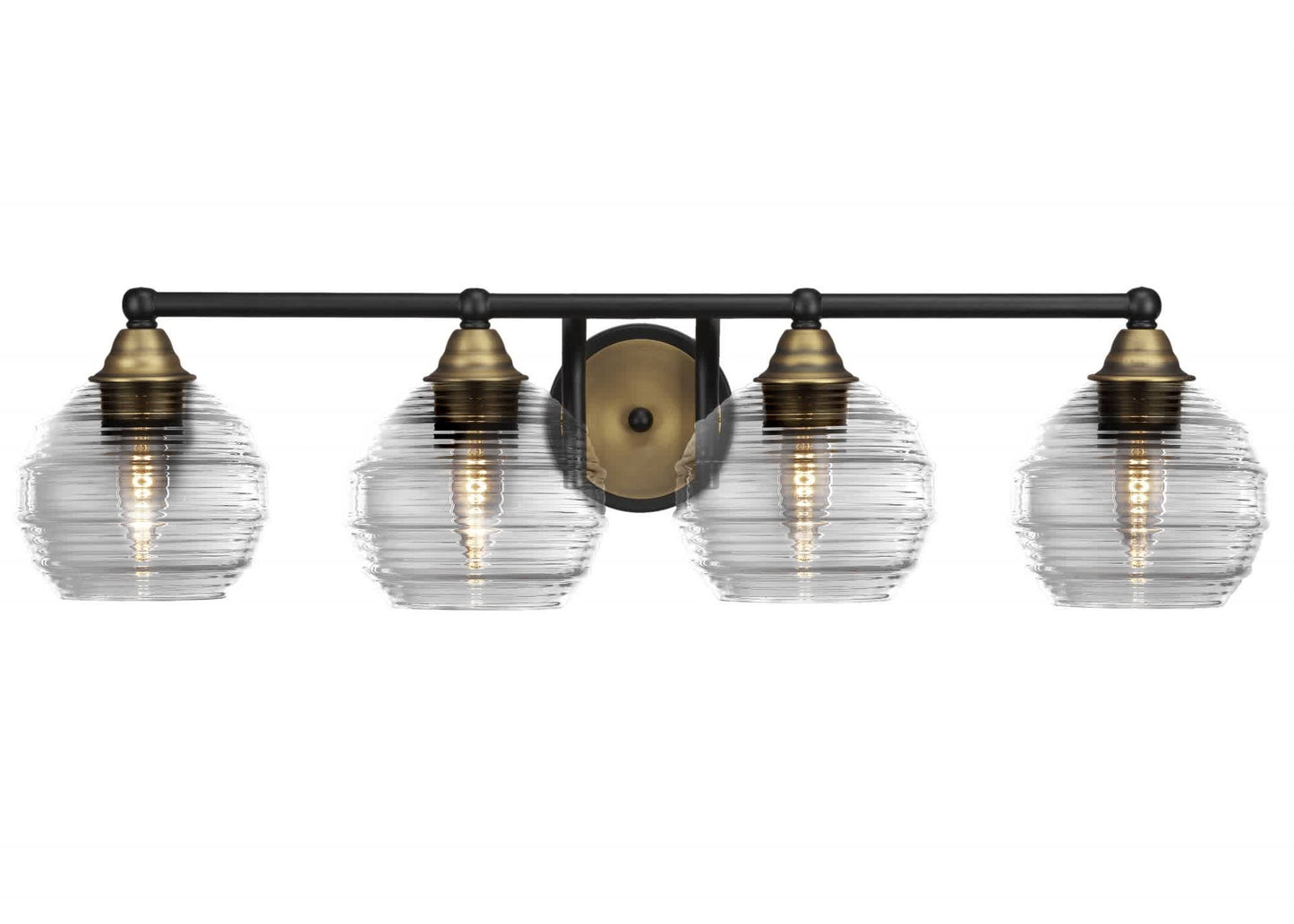Toltec Paramount Matte Black/Brass  -  Glass/Steel Vanity Light