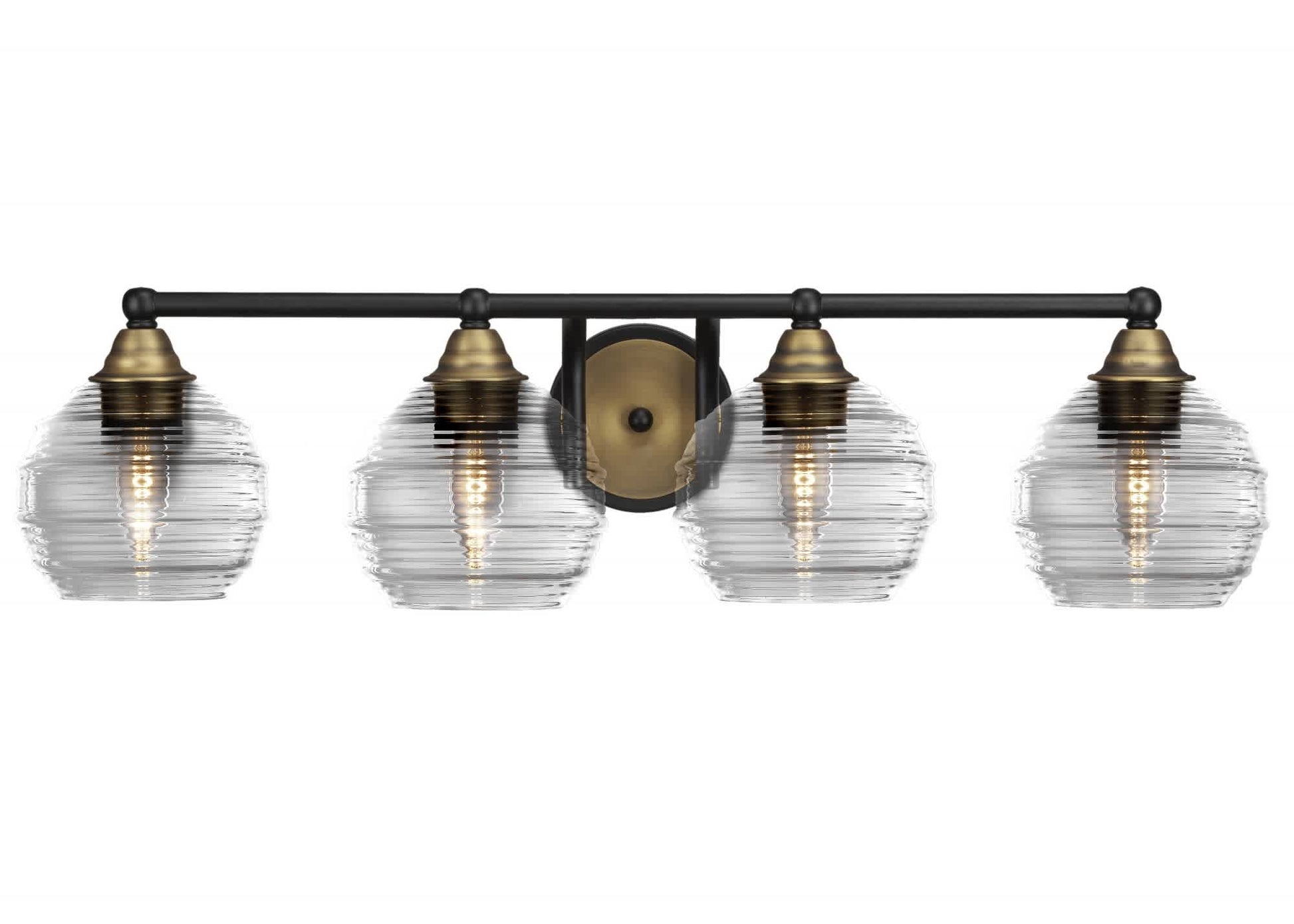 Toltec Paramount Matte Black/Brass  -  Glass/Steel Vanity Light