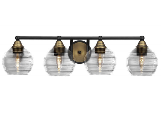 Toltec Paramount Matte Black/Brass  -  Glass/Steel Vanity Light