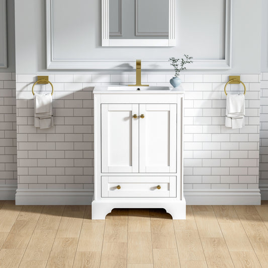 Iseryn Bath Vanity 24-in White Undermount Single Sink Bathroom Vanity with White Ceramic Top