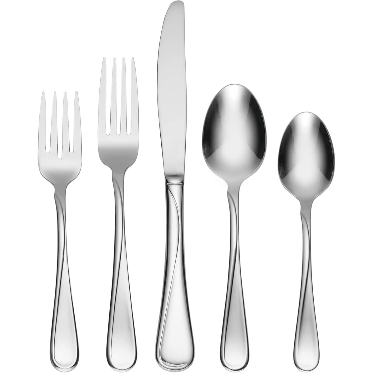 Romanticist Flight 45 Piece Flatware Set for 8 18/0 Stainless Steel Silverware with Knives Spoons Forks and Serving Utensils Dishwasher Safe