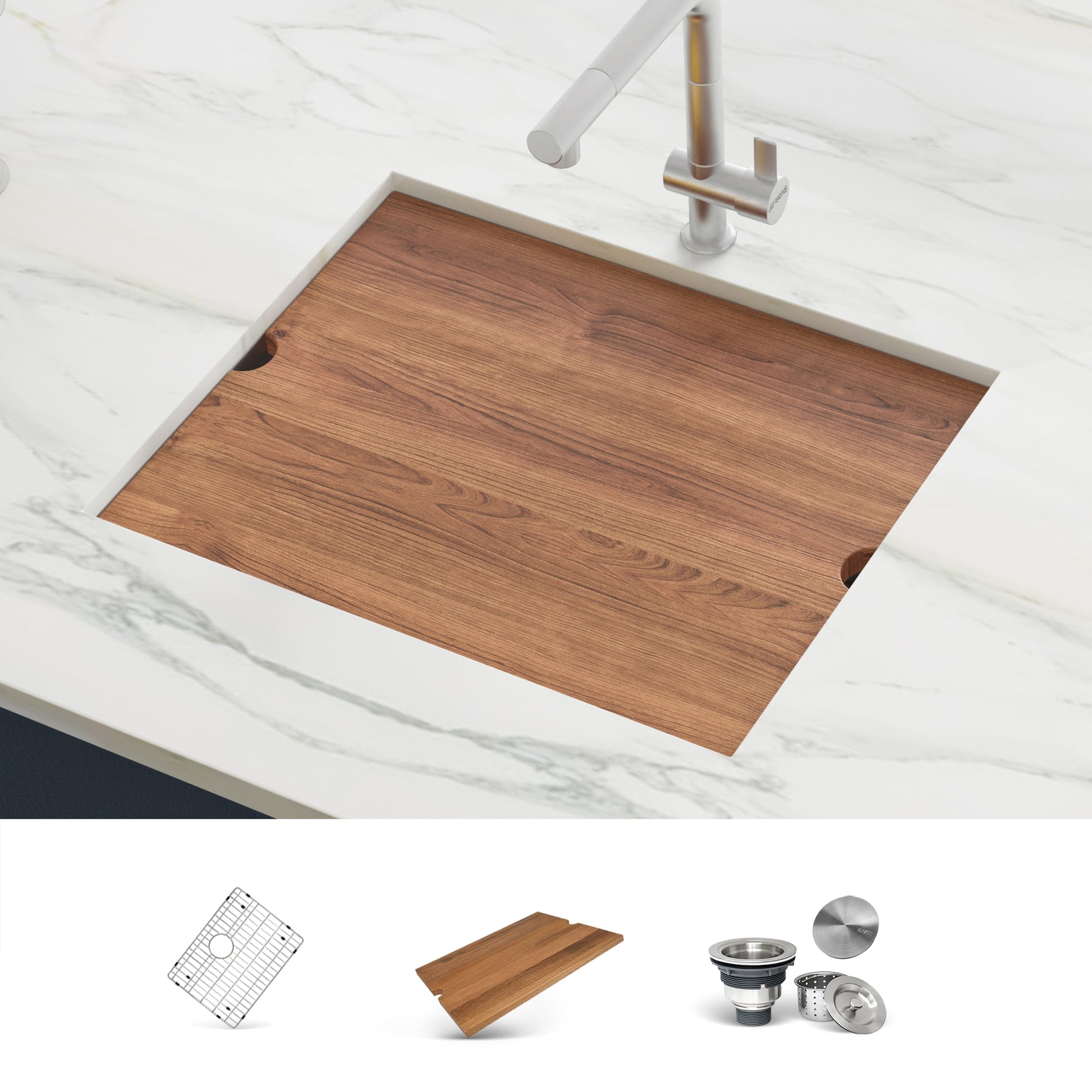 Ruvati Roma Undermount 18-in x 19-in Stainless steel Single bowl 16 -Gauge Workstation Kitchen Sink