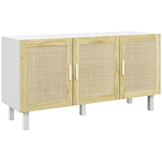 Clihome 53.5-in W 3 -Door White+Natural Accent Cabinet