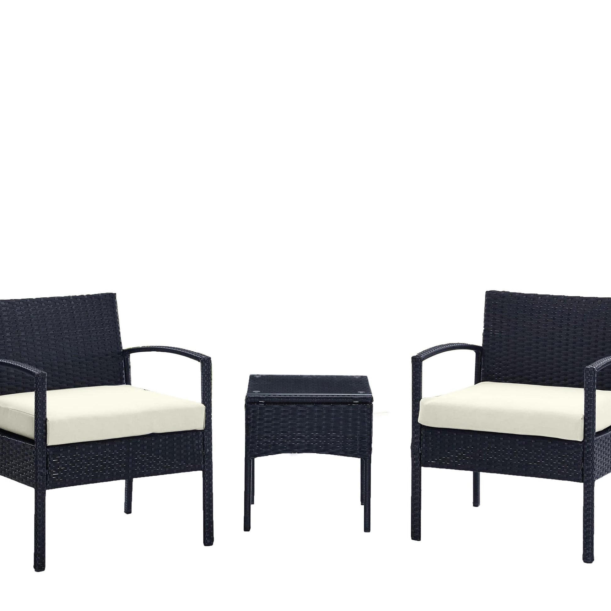 Lycvki 3 -Piece Patio Conversation Set with Gray Cushions
