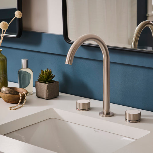 Ruvati Athena Brushed Nickel Single hole 2-handle WaterSense High-arc Residential Handle Bathroom Sink Faucet