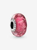 Wavy Fancy Pink Murano Glass Charm - Sterling Silver - 798872C00