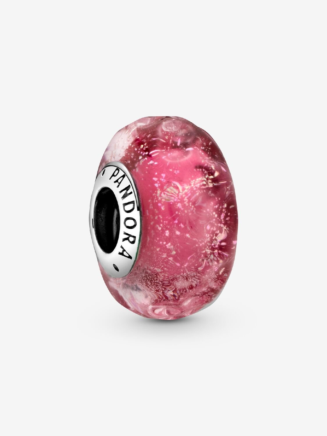 Wavy Fancy Pink Murano Glass Charm - Sterling Silver - 798872C00