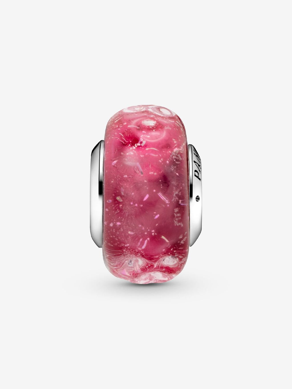 Wavy Fancy Pink Murano Glass Charm - Sterling Silver - 798872C00
