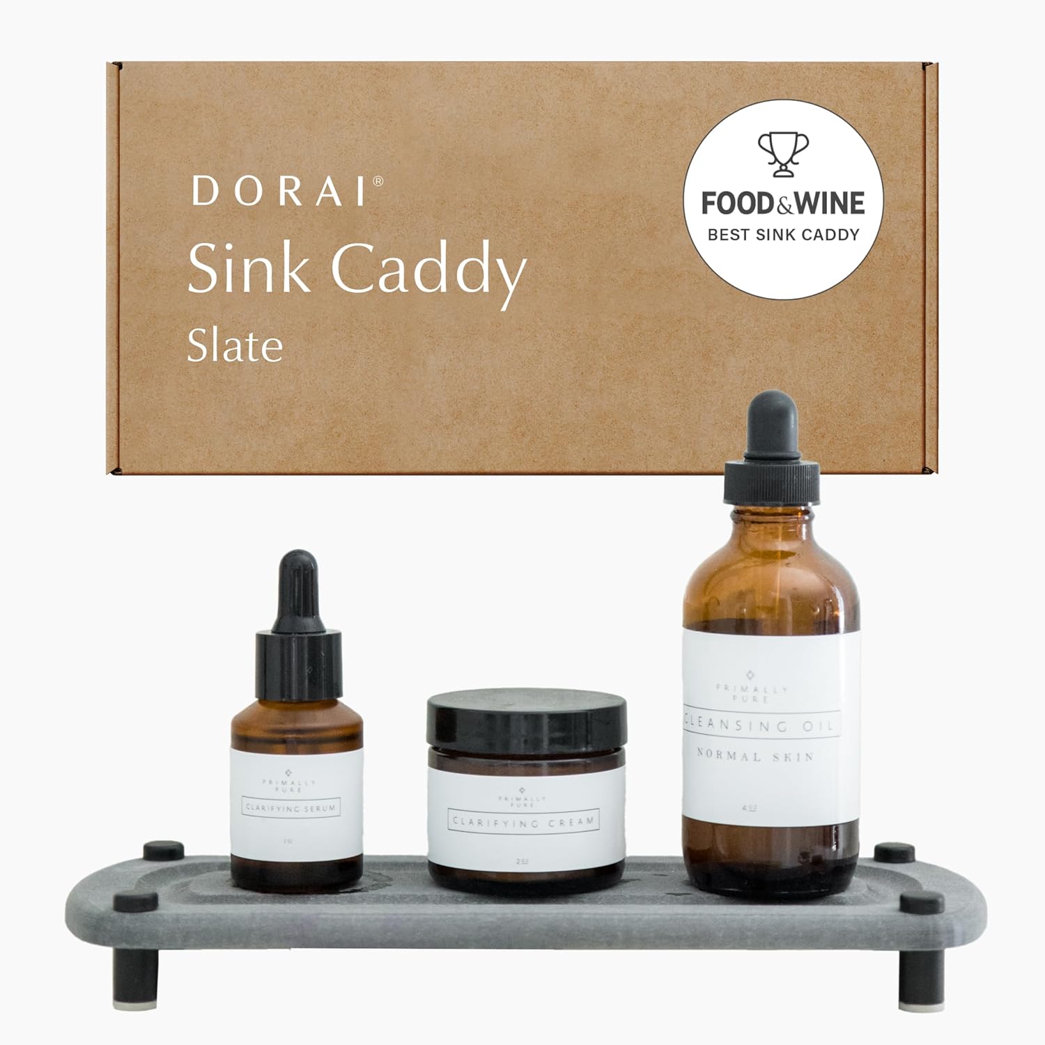 Dorai Home Sink Caddy \u2013 Water-Absorbing Stone Tray for Sink, Stainless Steel Feet, Fast-Drying, Slate