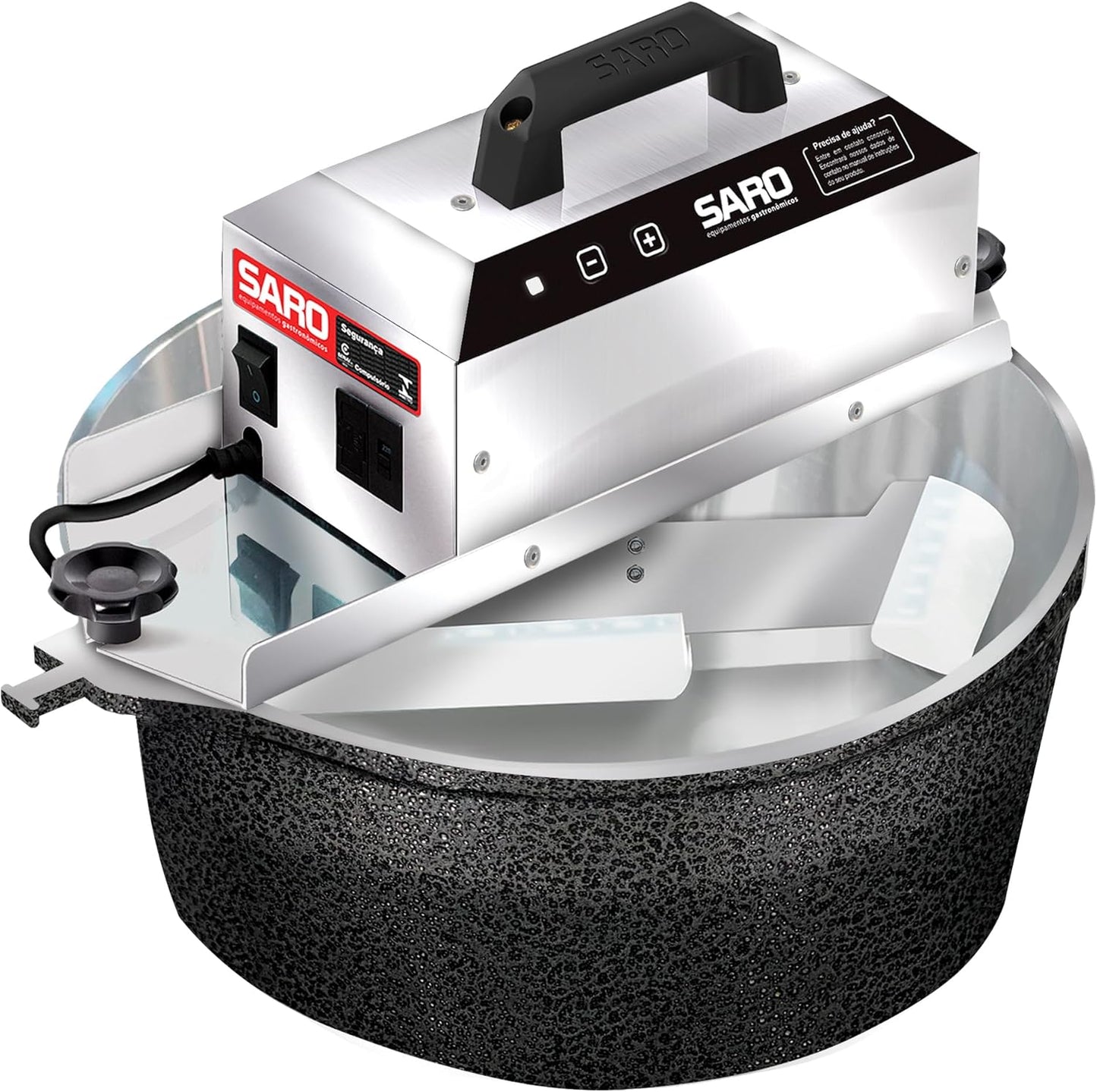 SARO Electric Stand Mixer, 10L Stainless Steel Cooking Pot, Black Cracked Finish, Digital Controls, 30 Speed Settings, Automatic Stirrer, 35x30x25cm