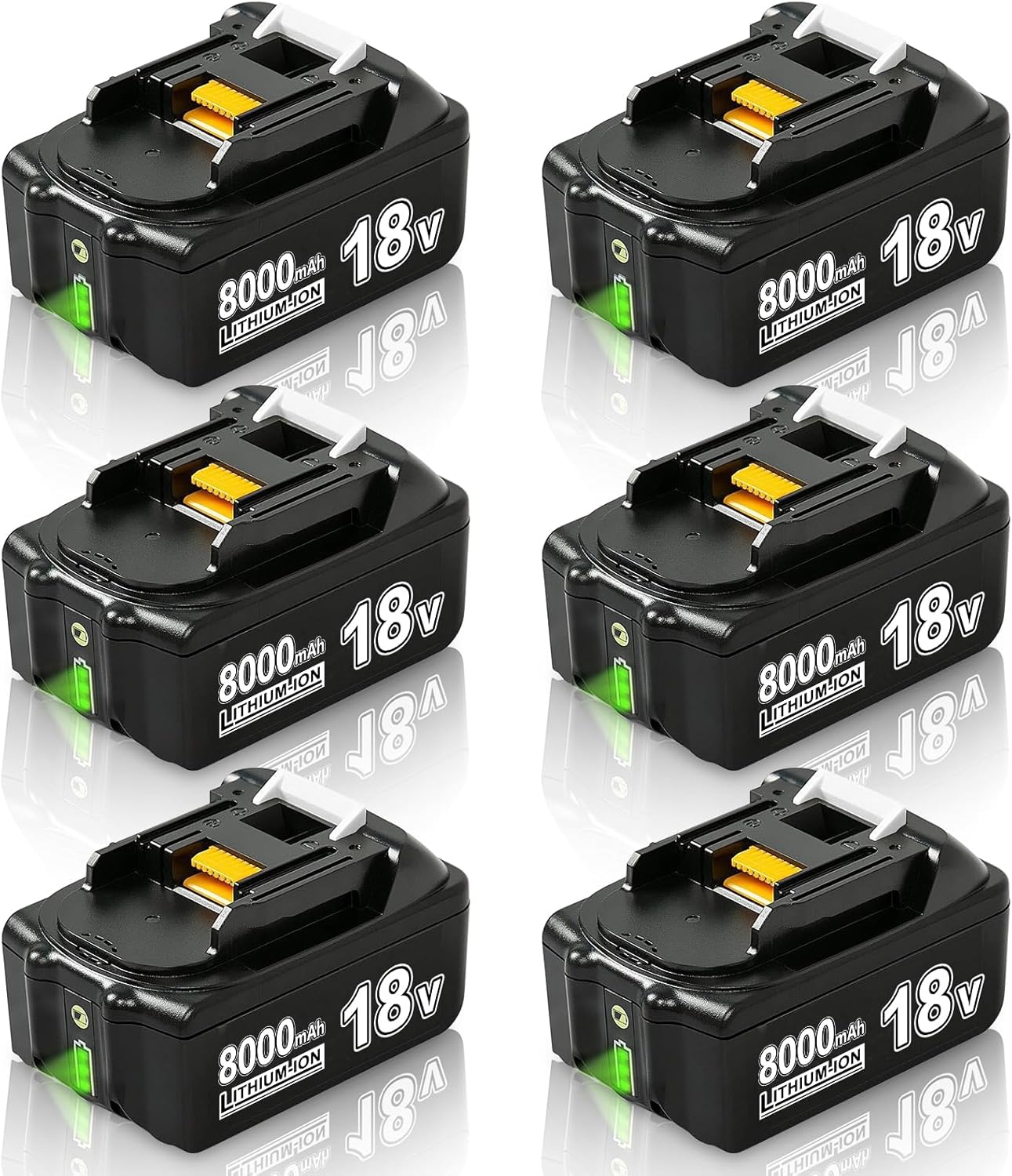 Kulatiom 6Pcs 18V 8.0Ah Replacement for Makita 18v Battery Compatible with Makita Battery 18V BL1860 BL1820 1830B 1840B 1850B with LED Indicator