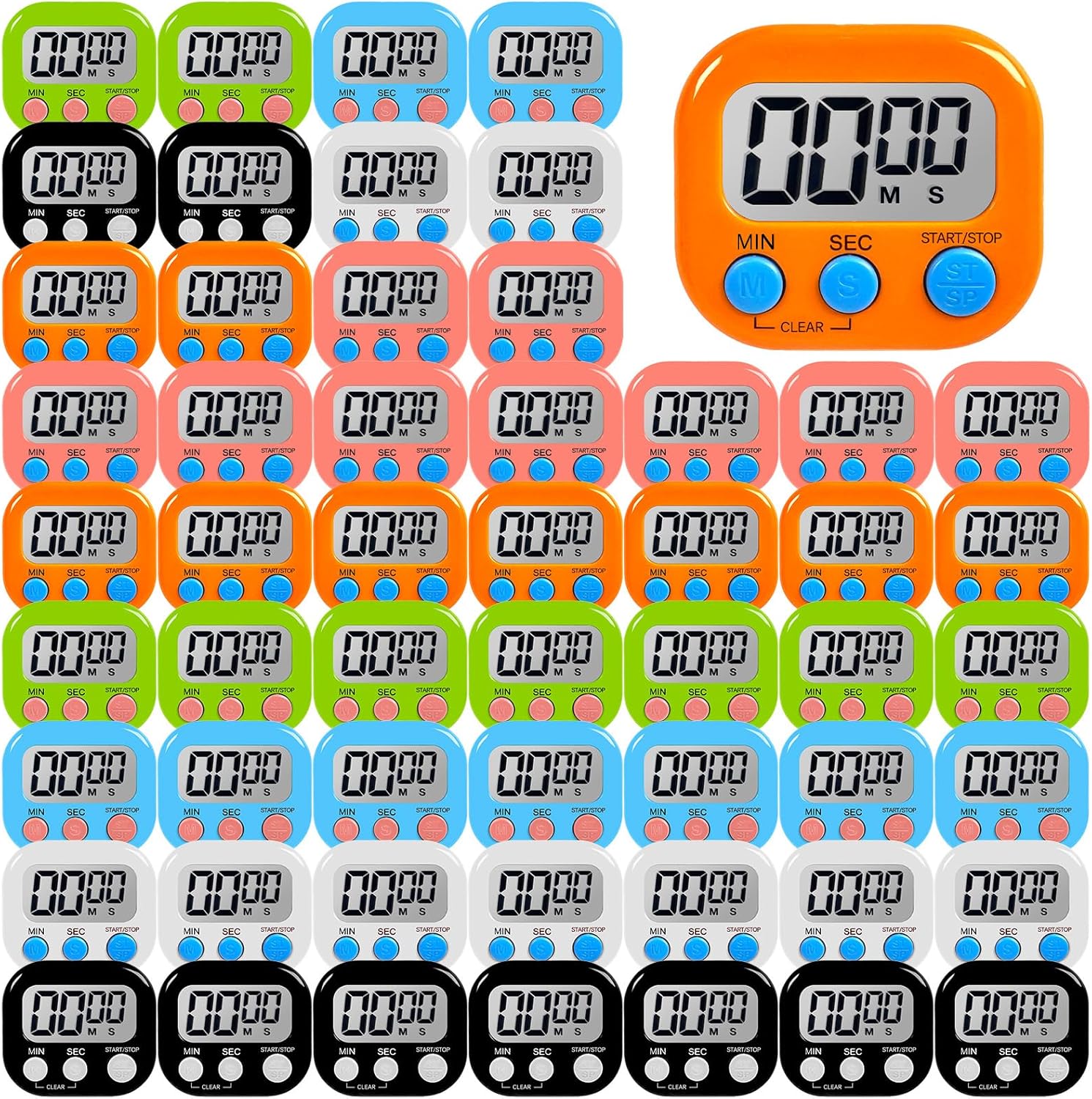 54 Pcs Kitchen Timer Bulk with Small Magnetic Backing Stand Liubeili Digital Timers Manual Electronic Alarm Clock Visual LCD Display for Kids Teacher Toothbrush Exercise Oven Classroom Baking