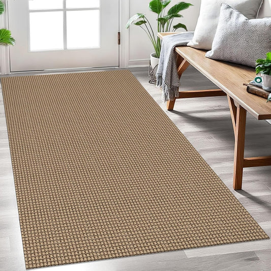 EARTHALL Woven Area Rug 3x5 Ft Washable Rugs for Entryway Braided Non Slip Rubber Backed Throw Rugs Door Mat Indoor Outdoor Entrance Cotton Carpet for Kitchen Foyer Front Door, Orange\/Tan\/Brown
