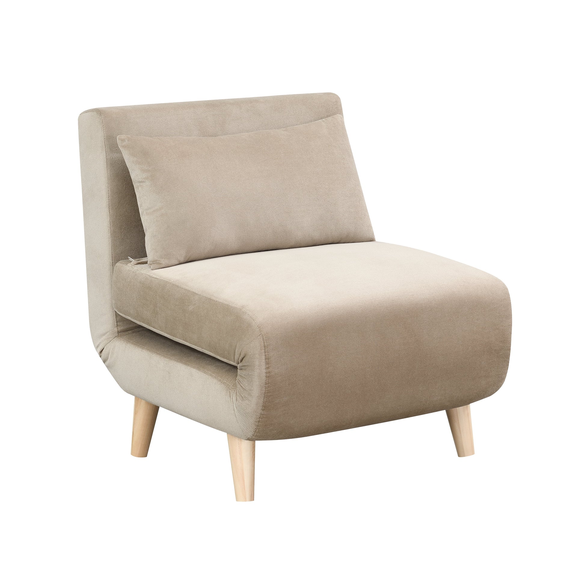 AC Pacific Folding Upholstered Dane Armless Sleeper Chair, Sand