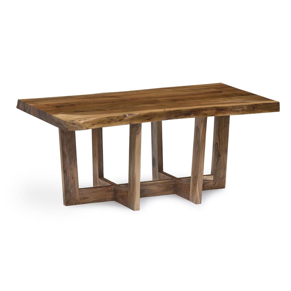 Alaterre Furniture Berkshire Natural Live Edge 42in. Wood Coffee Table, Solid Acacia Wood with Floor Protectors
