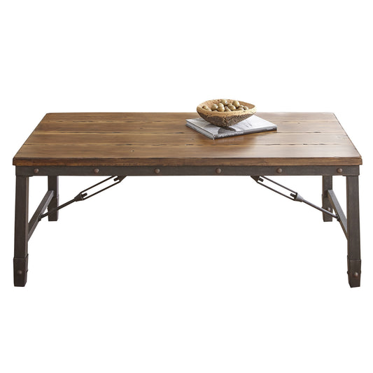 Steve Silver Ashford Industrial Coffee Table, Antiqued Honey Brown