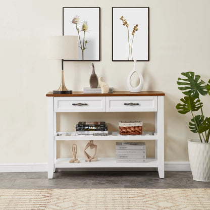 Aukfa Narrow Console Table with Storage Drawer, Entryway Table, Sofa Table for Living Room, White