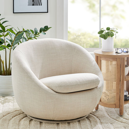 Better Homes & Gardens Mira Swivel Accent Chair, Cream Shearling